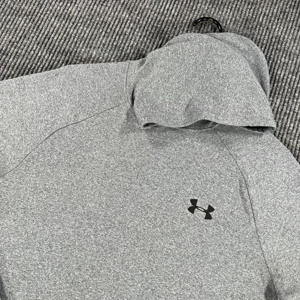 Under Armour Hooded Shirt Mens Medium Heat Gear Loose Fit Long Sleeve Gray